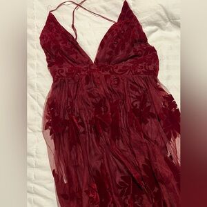 Elegant Red Floral Dress